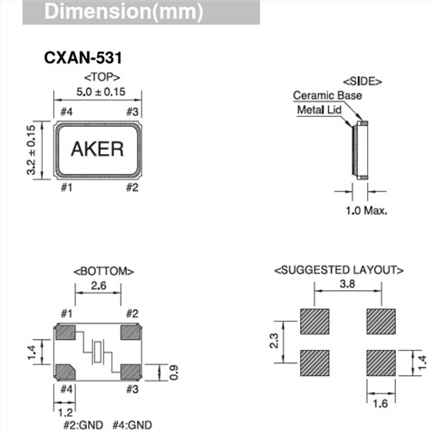 安基晶振,石英晶振,CXAN-531压电石英晶体