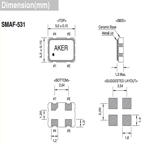 安基晶振,SMD晶振,SMAF-531石英晶体振荡器