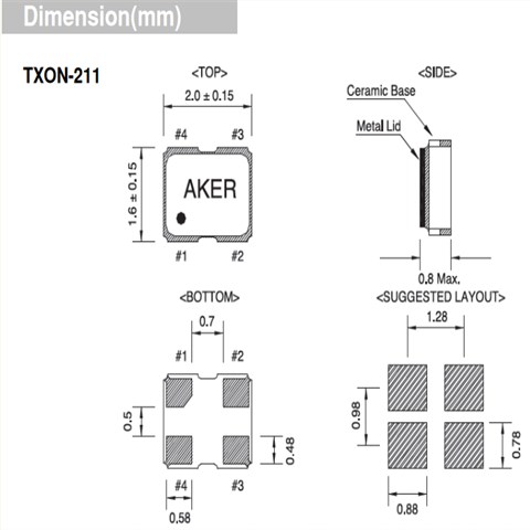 安基晶振,温补晶体振荡器,TXON-211晶振