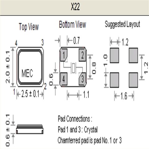 X22-16.000-12-30-30X,X22,16MHZ,玛居礼2520mm晶体