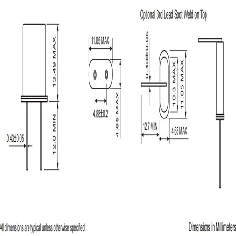 HC49U-12M000-1A50D16,12MHZ,HC49U系列插件晶体,Fortiming大尺寸晶振