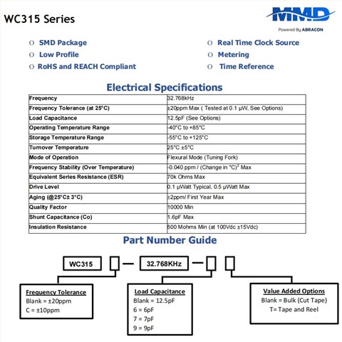 WC315-32.768KHZ-T,WC315,3215mm,Mmdcomp石英晶振