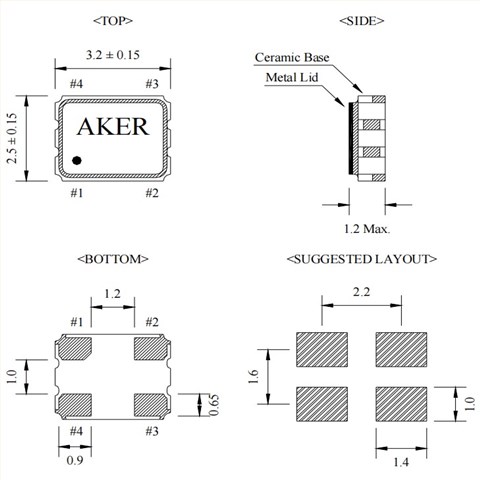 V33305100T-25.000-X-R3,3225mm,25MHz,Aker安碁VCXO晶振