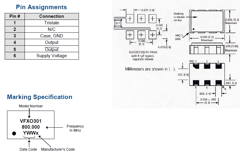 VFXO301 7050 OSC