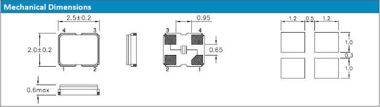 QTC25晶振,小型数码产品晶振,2520mm石英晶振