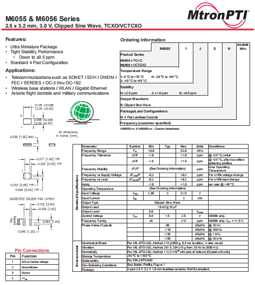 M6055 TCXO M6056 VCTCXO