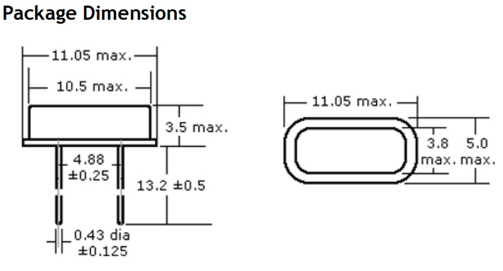 奥斯康利插件晶振,151-25.000M-SR-20HS-VS,25MHZ,151系列谐振器